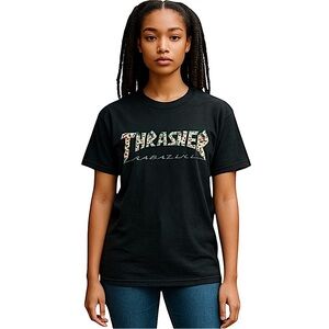 THRASHER 100% Cotton Black Graphic T-Shirt for Men or Women Size S